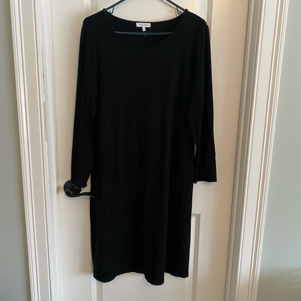 Habitat Classic Black Shift Jersey Long Sleeve Midi Dress